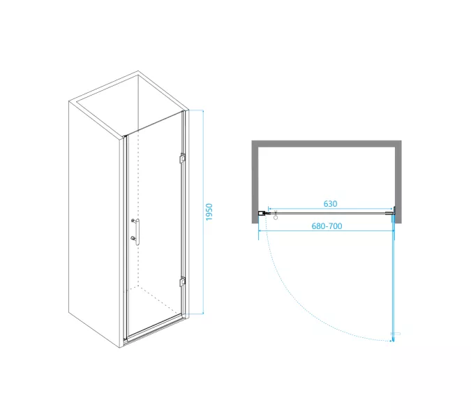 Душевая дверь RGW PA-06B, Цвет стекла: прозрачное, Цвет профиля (вариация): Черный, Выбрать размер: 70, изображение 12