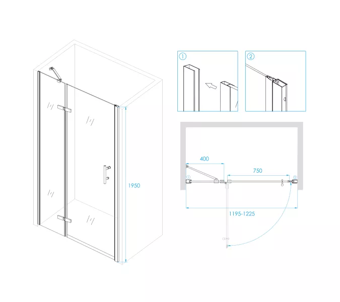 Душевая дверь RGW PA-07B L, Цвет стекла: прозрачное, Цвет профиля (вариация): Черный, Выбрать размер: 120, изображение 2
