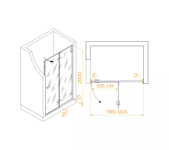 Душевая дверь RGW SV-004, Цвет стекла: прозрачное, Цвет профиля (вариация): Хром, Выбрать размер: 120, изображение 3