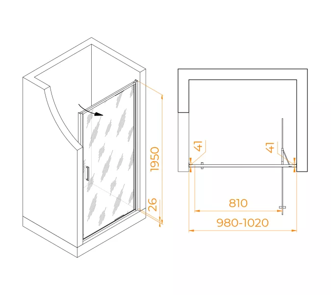 Душевая дверь RGW SV-05-Gr Серый/Прозрачное, Цвет стекла: прозрачное, Цвет профиля (вариация): Серый, Выбрать размер: 100, изображение 5