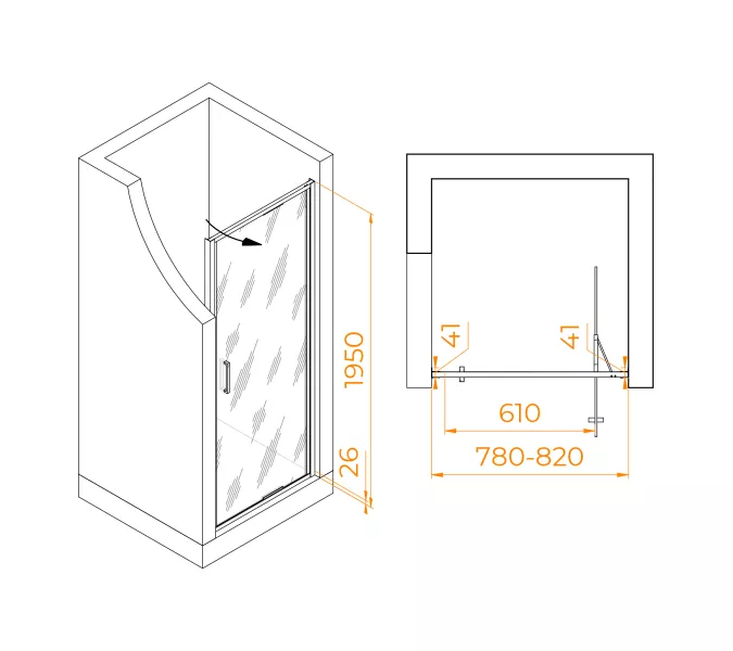 Душевая дверь RGW SV-05-B Чёрный/Black Smart Line, Цвет стекла: матовое, Цвет профиля (вариация): Черный, Выбрать размер: 80, изображение 5
