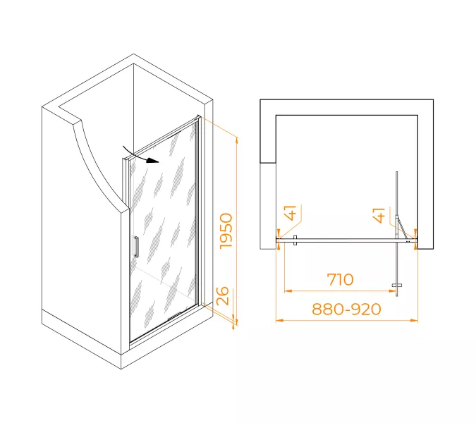 Душевая дверь  RGW SV-05 Хром/Matt Smart Line, Цвет стекла: матовое, Цвет профиля (вариация): Хром, Выбрать размер: 90, изображение 5