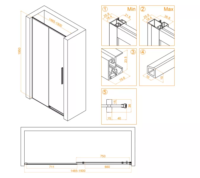 Душевая дверь RGW SV-12G, Цвет стекла: прозрачное, Цвет профиля (вариация): Золото, Выбрать размер: 150, изображение 5