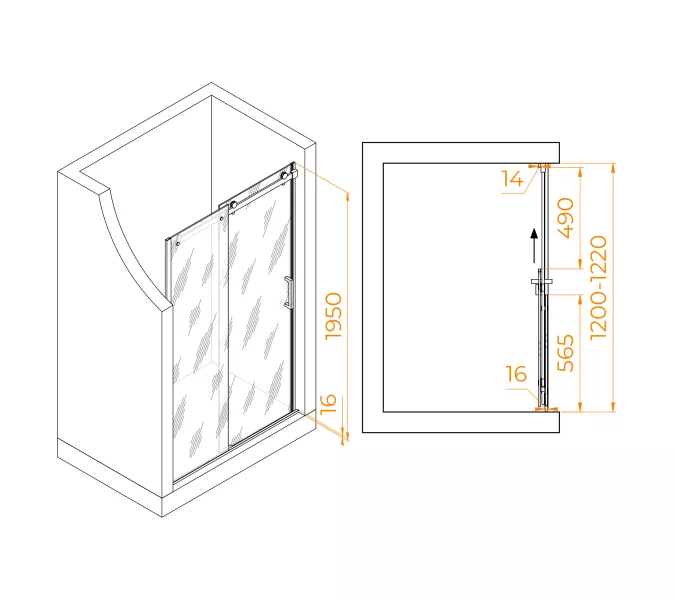 Душевая дверь RGW TO-14, Цвет стекла: прозрачное, Цвет профиля (вариация): Хром, Выбрать размер: 120, изображение 3