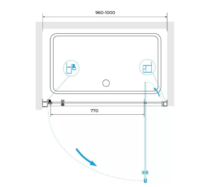 Душевая дверь RGW PA-105, Цвет стекла: прозрачное, Цвет профиля (вариация): Хром, Выбрать размер: 100, изображение 3