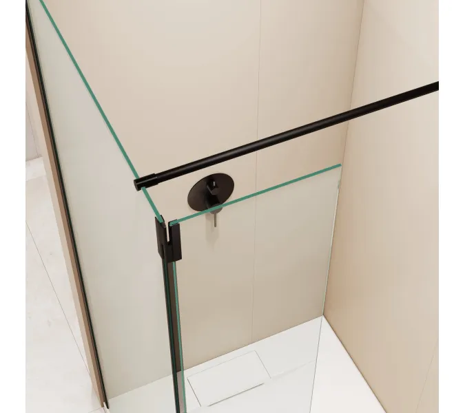 Душевая перегородка RGW WA-050B (WA-002B + Z-070B), Цвет стекла: прозрачное, Цвет профиля (вариация): Черный, Выбрать размер: 60, изображение 12