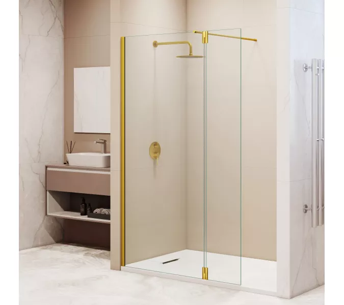 Душевая перегородка RGW WA-051Gb (WA-010Gb + Z-071Gb), Цвет стекла: прозрачное, Цвет профиля (вариация): Золото, Выбрать размер: 90, изображение 12