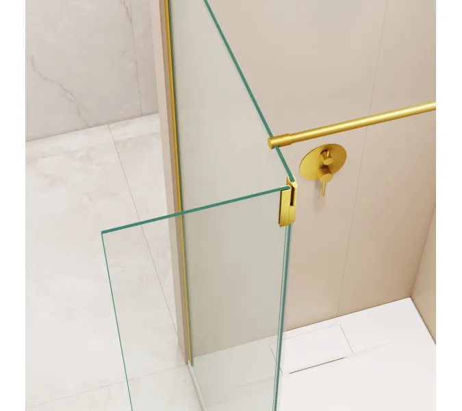 Душевая перегородка RGW WA-050Gb (WA-002Gb + Z-070Gb), Цвет стекла: прозрачное, Цвет профиля (вариация): Золото, Выбрать размер: 80, изображение 11