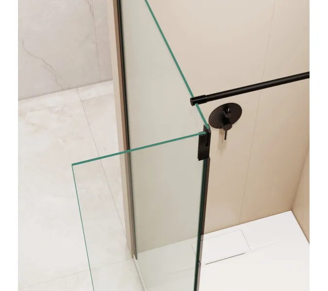 Душевая перегородка RGW WA-050B (WA-002B + Z-070B), Цвет стекла: прозрачное, Цвет профиля (вариация): Черный, Выбрать размер: 60, изображение 11