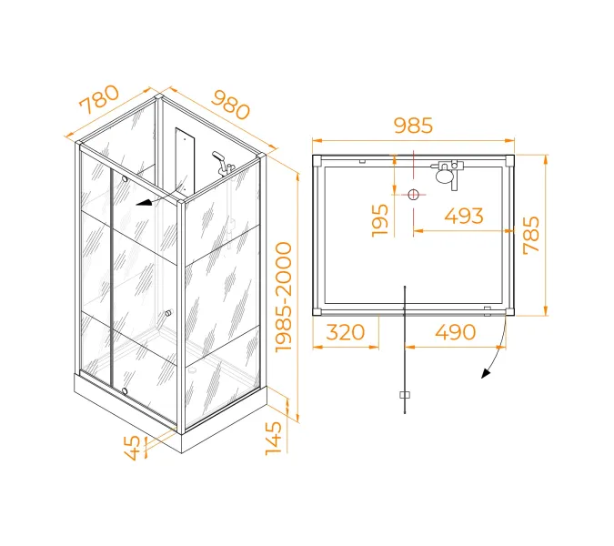 Душевая кабина RGW AN-207, Цвет профиля (вариация): Белый, Выбрать размер: 80х100, изображение 5