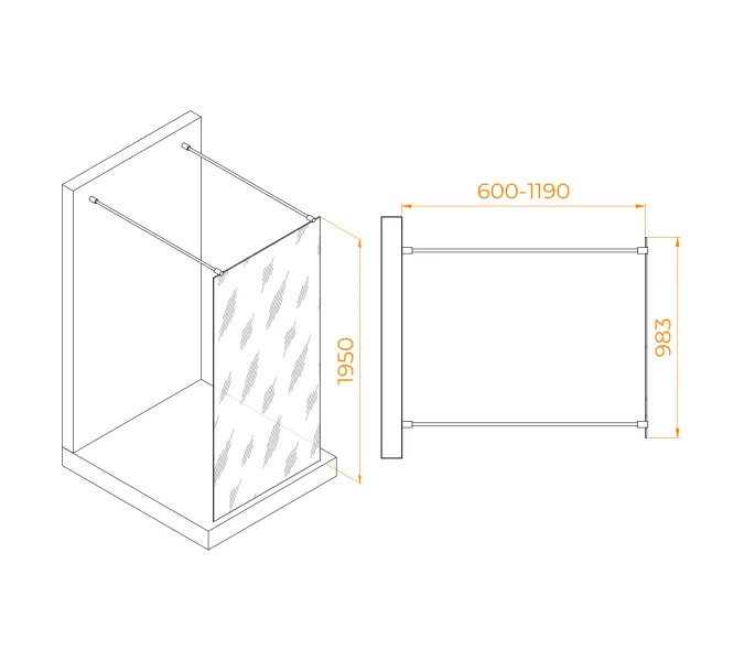 Душевая перегородка RGW WA-016, Цвет стекла: прозрачное, Цвет профиля (вариация): Хром, Выбрать размер: 100, изображение 6