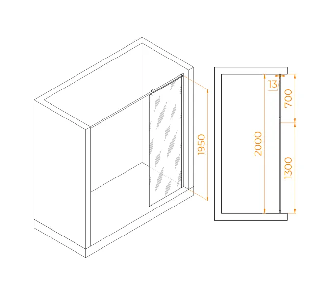 Перегородка для душа RGW WA-034 прозрачное/хром, Цвет стекла: прозрачное, Цвет профиля (вариация): Хром, Выбрать размер: 70, изображение 5