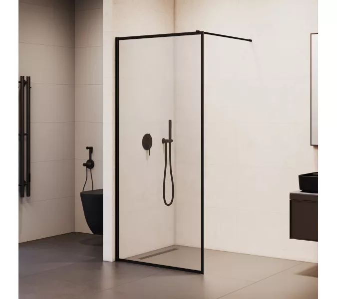 Душевая перегородка RGW WA-012B, Цвет стекла: прозрачное, Цвет профиля (вариация): Черный, Выбрать размер: 80, изображение 4