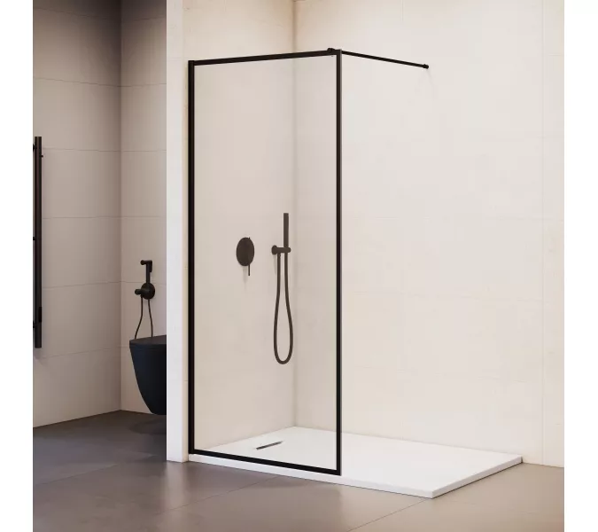 Душевая перегородка RGW WA-012B, Цвет стекла: прозрачное, Цвет профиля (вариация): Черный, Выбрать размер: 80, изображение 3
