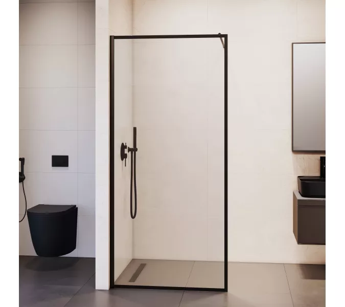 Душевая перегородка RGW WA-012B, Цвет стекла: прозрачное, Цвет профиля (вариация): Черный, Выбрать размер: 80, изображение 5