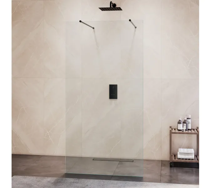 Душевая перегородка RGW WA-016B, Цвет стекла: прозрачное, Цвет профиля (вариация): Черный, Выбрать размер: 100, изображение 2