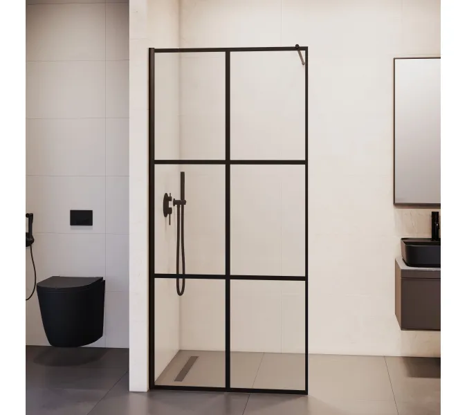 Душевая перегородка RGW WA-011B, Цвет стекла: прозрачное, Цвет профиля (вариация): Черный, Выбрать размер: 90, изображение 4