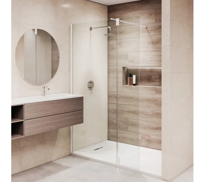 Душевая перегородка RGW WA-050W (WA-002W + Z-070W), Цвет стекла: прозрачное, Цвет профиля (вариация): Белый, Выбрать размер: 100, изображение 15