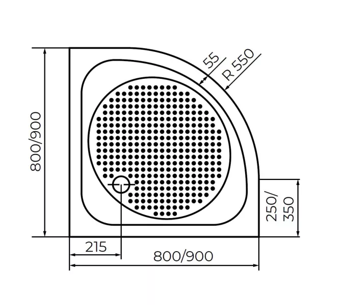 Душевой поддон полукруглый RGW LUX/TN-P, Выбрать цвет: Белый, Выбрать размер: 900х900, изображение 2