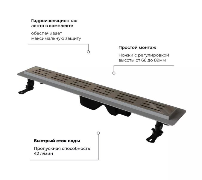 Душевой лоток  RGW Drain Leo-20 хром, Выбрать размер: 80, изображение 13