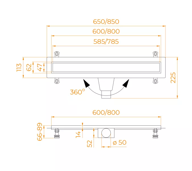 Душевой лоток RGW Drain Leo-21 хром, Выбрать размер: 60, изображение 12