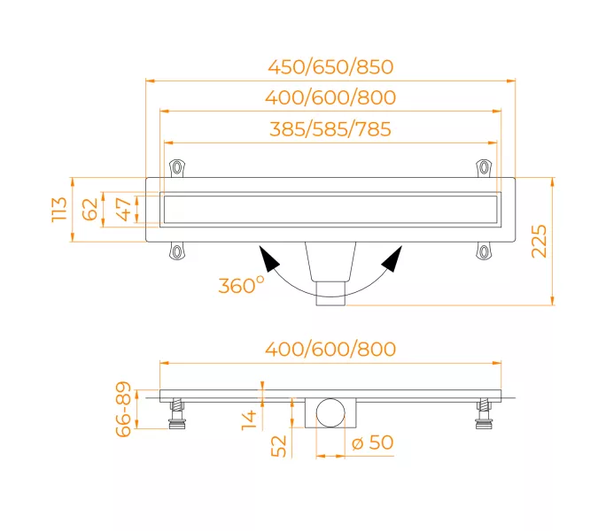 Душевой лоток RGW Drain Leo-31 черный, Выбрать цвет: Чёрный, Выбрать размер: 60, изображение 9