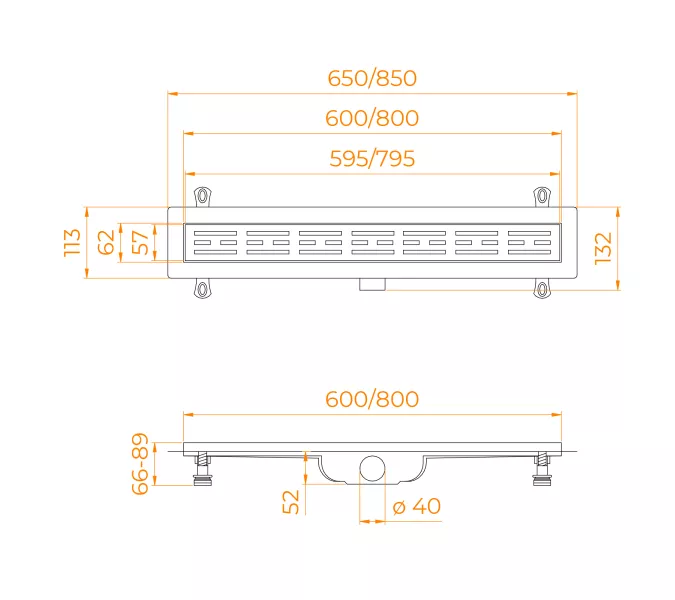 Душевой лоток RGW Drain Leo-40 хром, Выбрать цвет: Хром, Выбрать размер: 80, изображение 3