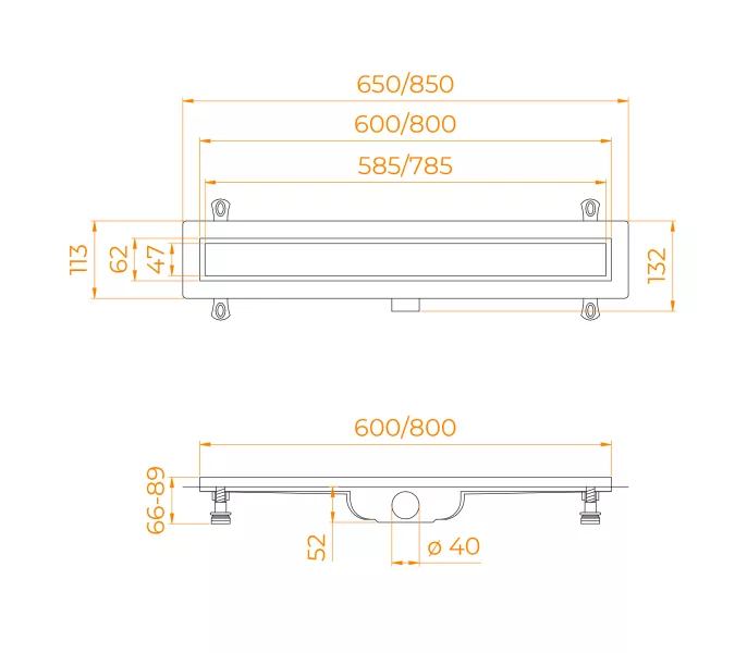 Душевой лоток RGW Drain Leo-41 хром, Выбрать размер: 60, изображение 3