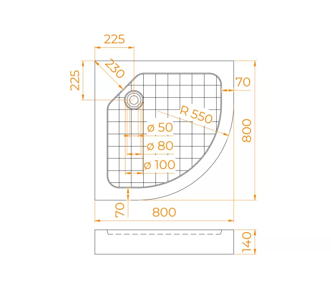 Душевой поддон полукруглый RGW SMC/R W Белый, Выбрать размер: 80х80, изображение 14