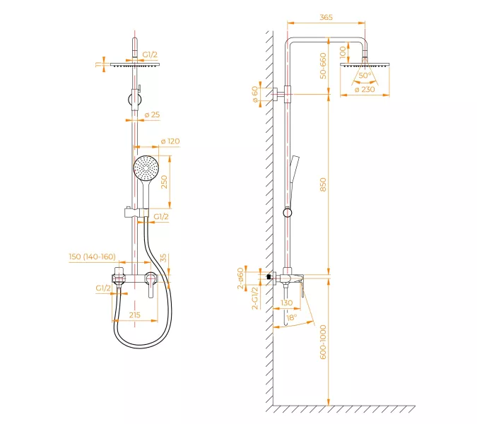 Душевая стойка RGW SP-31B, Выбрать цвет: Черный, изображение 20