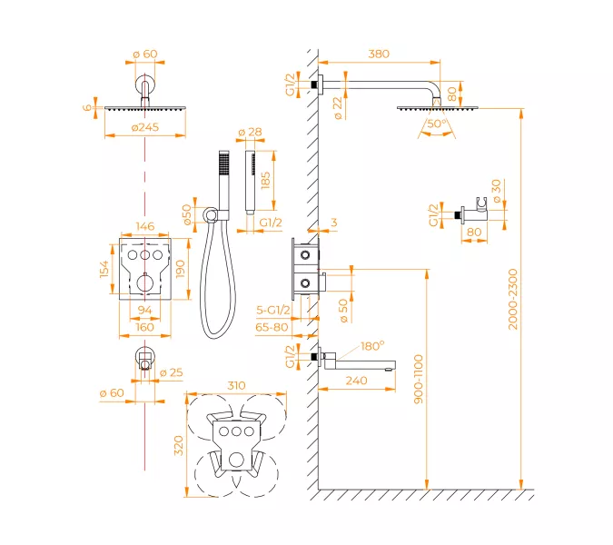 Душевая система встраиваемая RGW SP-370, изображение 13