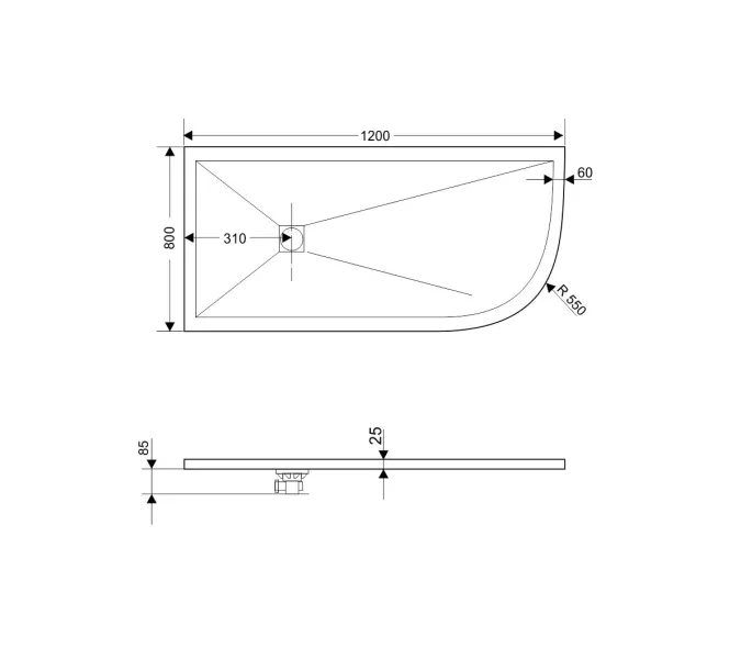 Душевой поддон асимметричный RGW ST/AL-W Белый, Выбрать цвет: Белый, Выбрать размер: 800х1200, Ориентация: Левая, изображение 7