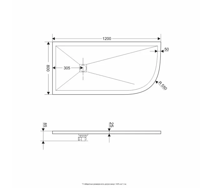 Душевой поддон асимметричный RGW ST/AL-W Белый, Выбрать цвет: Белый, Выбрать размер: 800х1200, Ориентация: Левая, изображение 2