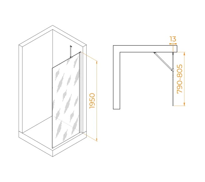 Душевая перегородка RGW WA-110W, Цвет стекла: прозрачное, Цвет профиля (вариация): Белый, Выбрать размер: 80, изображение 4