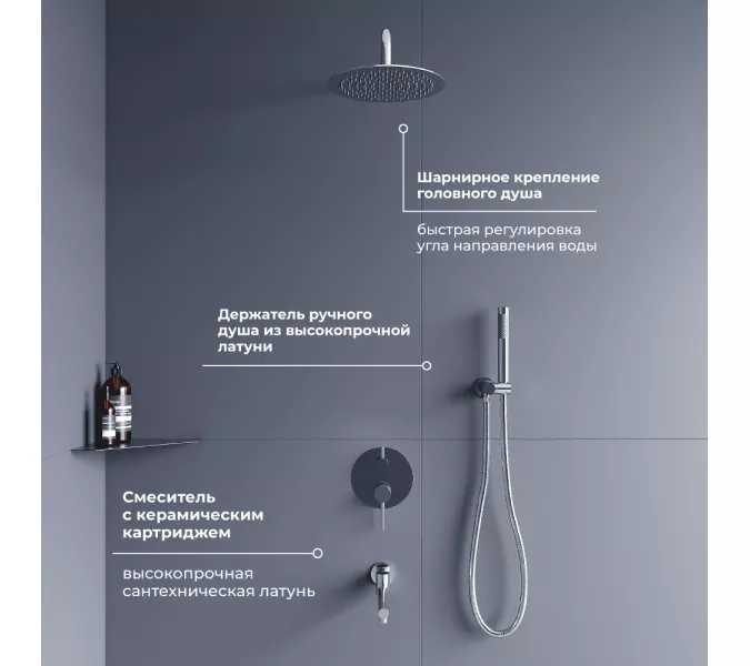 Душевая система встраиваемая RGW SP-55, Выбрать цвет: Хром, изображение 3