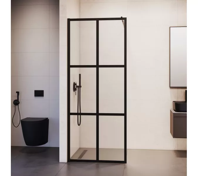 Перегородка для душа RGW WA-111B, Цвет стекла: прозрачное, Цвет профиля: Черный, Выбрать размер: 80, изображение 3