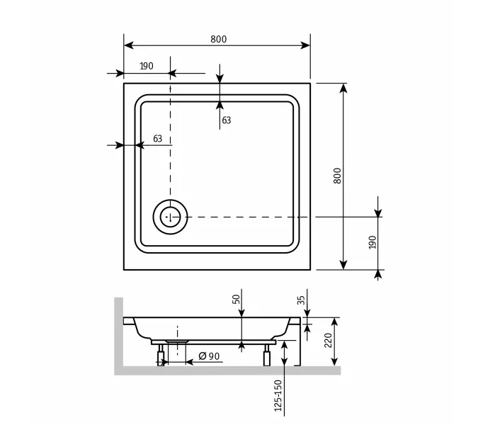Душевой поддон квадратный RGW STYLE, Выбрать размер: 800x800, изображение 7