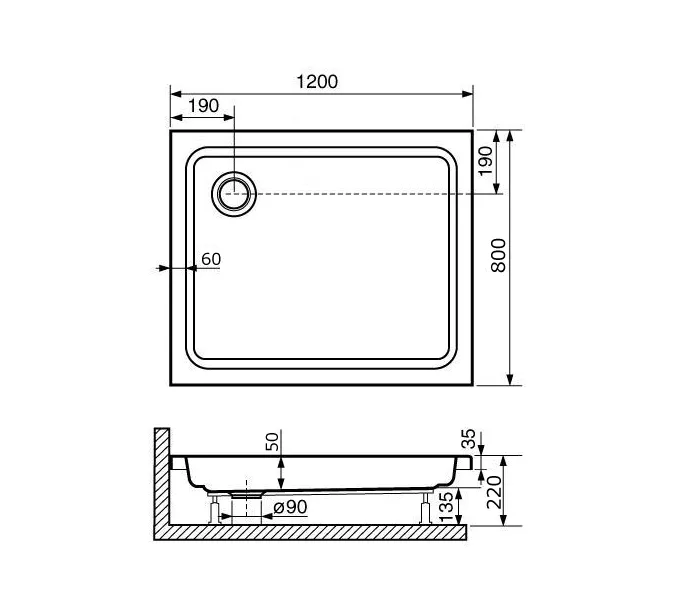 Душевой поддон прямоугольный RGW STYLE, Выбрать размер: 800x1200, изображение 7