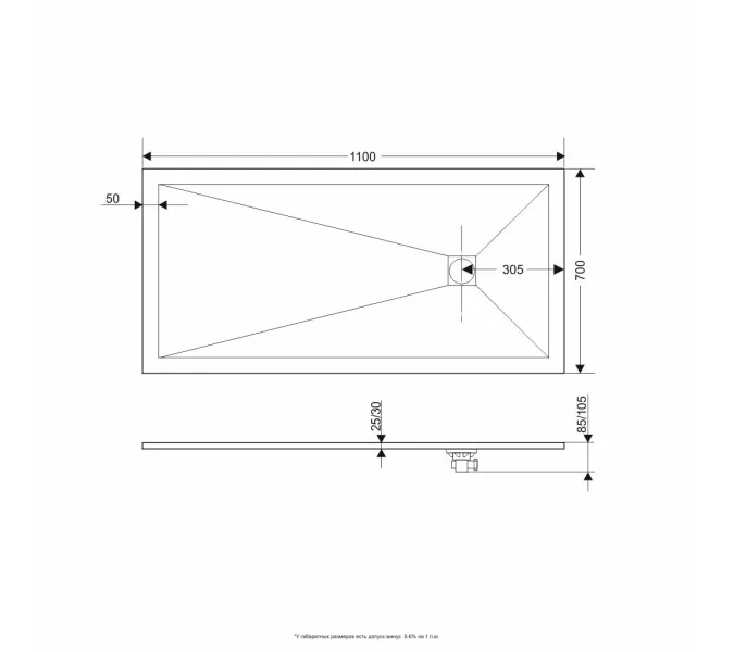Душевой поддон прямоугольный RGW ST-G, Выбрать цвет: Графит, Выбрать размер: 700x1100, изображение 21