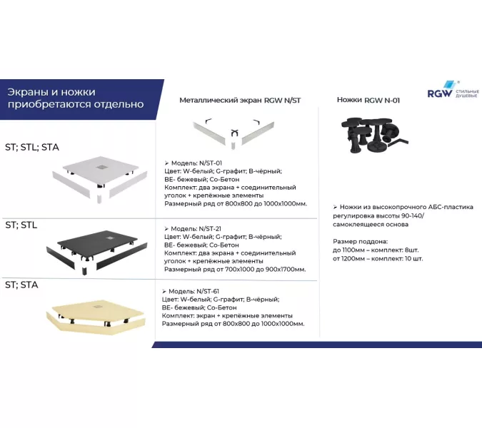 Душевой поддон прямоугольный RGW ST-G, Выбрать цвет: Графит, Выбрать размер: 700x1100, изображение 23