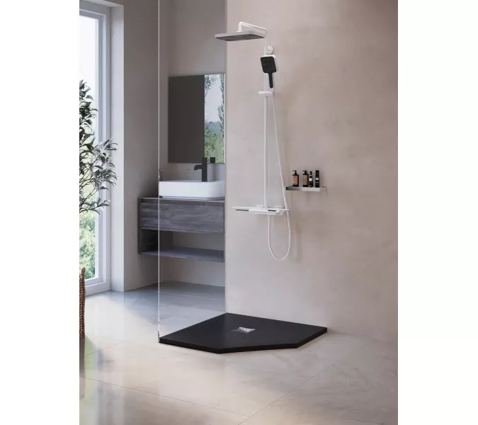 Душевой поддон трапеция RGW ST/T-G Графит, Выбрать цвет: Графит, Выбрать размер: 900x900, изображение 2