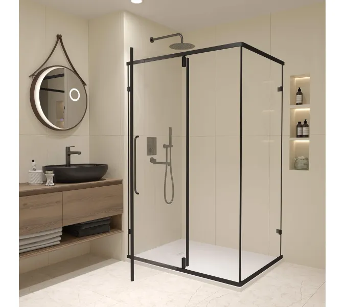 Душевой уголок RGW CL-046B, Цвет стекла: прозрачное, Цвет профиля: Черный, Выбрать размер: 900x800, изображение 3