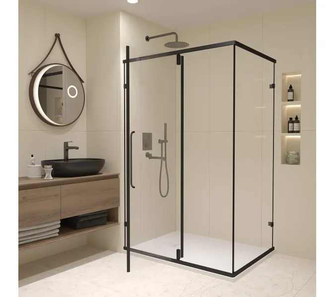 Душевой уголок RGW CL-46B, Цвет стекла: прозрачное, Цвет профиля: Черный, Выбрать размер: 900x700, изображение 3