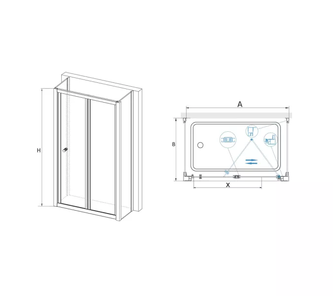 Душевой уголок RGW CL-41 P (CL-21 + 2Z-050-1) пристенный, прозр/хром, Цвет стекла: прозрачное, Цвет профиля: Хром, Выбрать размер: 1000x700, изображение 3