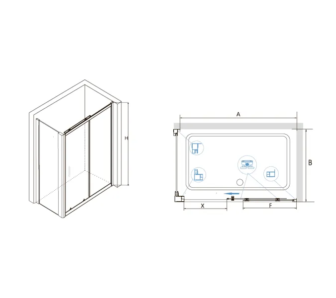 Душевой уголок RGW CL-48-1 (CL-14 + Z-060-1), Цвет стекла: прозрачное, Цвет профиля (вариация): Хром, Выбрать размер: 1500x900, изображение 5