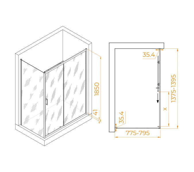 Душевой уголок  RGW PA-145, Цвет стекла: прозрачное, Цвет профиля (вариация): Хром, Выбрать размер: 800x1400, изображение 8
