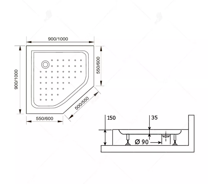Душевой поддон трапеция RGW LUX/TN-TR  100х100, изображение 6