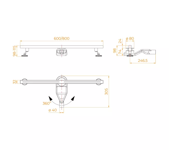 Душевой трап RGW SDR-52Gr серый, Выбрать цвет: Серый, Выбрать размер: 60, изображение 9