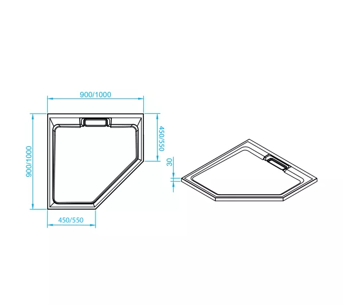 Душевой поддон трапеция RGW STA-61B Черный, Выбрать цвет: Чёрный, Выбрать размер: 900x900, изображение 9