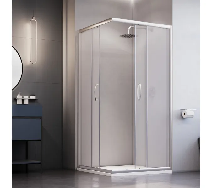Душевой уголок Dolphin TN-31, Цвет стекла: прозрачное, Цвет профиля (вариация): Хром, Выбрать размер: 800x800, изображение 3